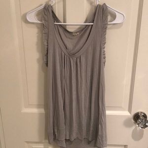 j crew light grey ruffle tank top